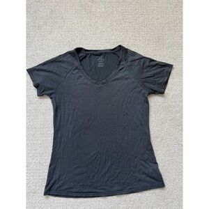 Woolx Womens Medium Black Merino Wool Blend V-Neck Short Sleeve Base Layer Tee